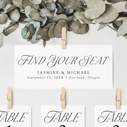 Elegant Wedding Find Your Seat Header Card