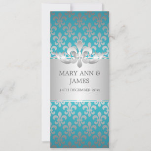 Elegant Wedding Fleur De Lis Blue Invitation