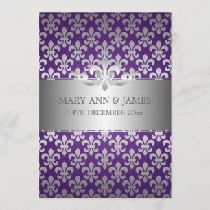 Elegant Wedding Fleur De Lis Purple Invitation