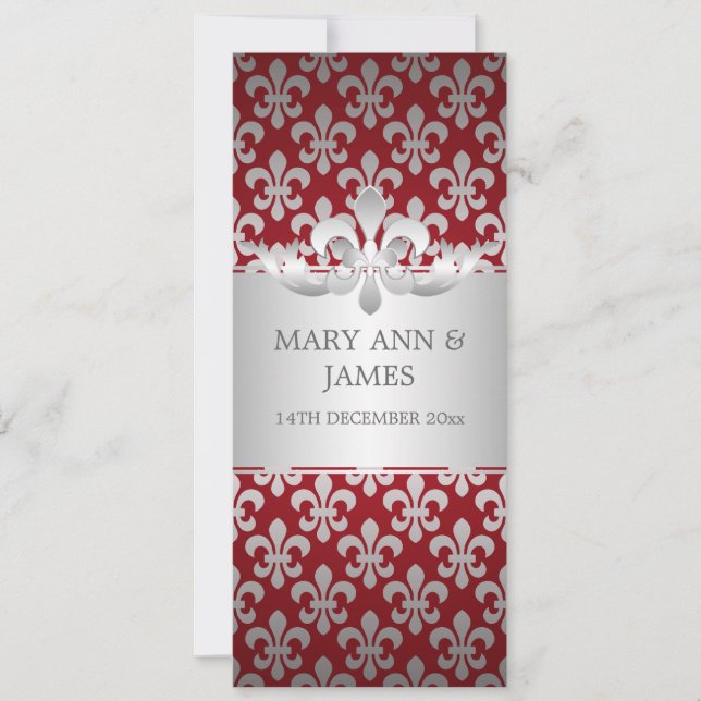 Elegant Wedding Fleur De Lis Red Invitation (Front)