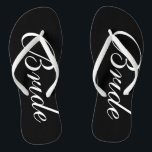 Elegant wedding flip flops for bride and groom<br><div class="desc">Elegant wedding flip flops for groom and bride. Custom strap color for him and her / men and women. Custom background color and personalizable with name initials. Modern black and white his and hers sandals with stylish script calligraphy typography. Cute party favor for beach theme wedding, marriage, bridal shower, engagement,...</div>