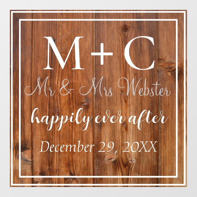 Elegant Wedding Floor Initials White Monogram Decals (Front)