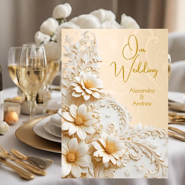 Elegant Wedding Floral Peach Cream White Flowers Invitation (Creator Uploaded)