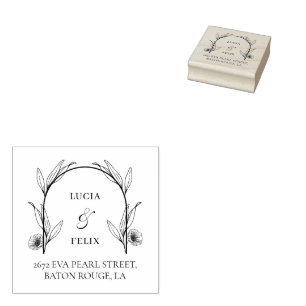 Elegant Wedding Floral Return Address  Rubber Stamp