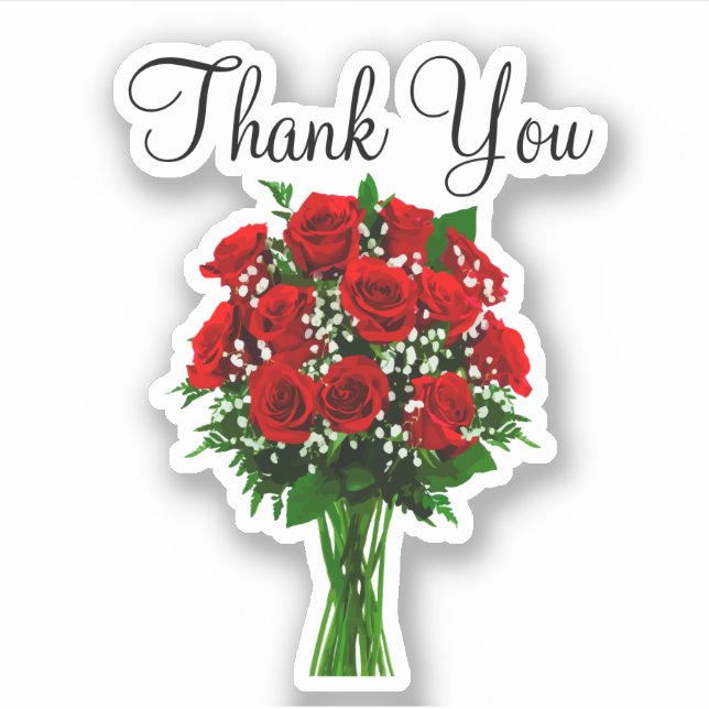 Elegant Wedding Floral Thank You Stickers (Front)