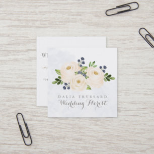 Elegant Wedding Florist Flower Bouquet Delivery Square Business Card