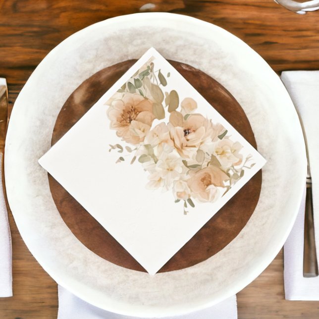 Elegant Wedding Flower Muted Peach Napkins (Elegant Wedding Flower Muted Peach Napkins from Ricaso)