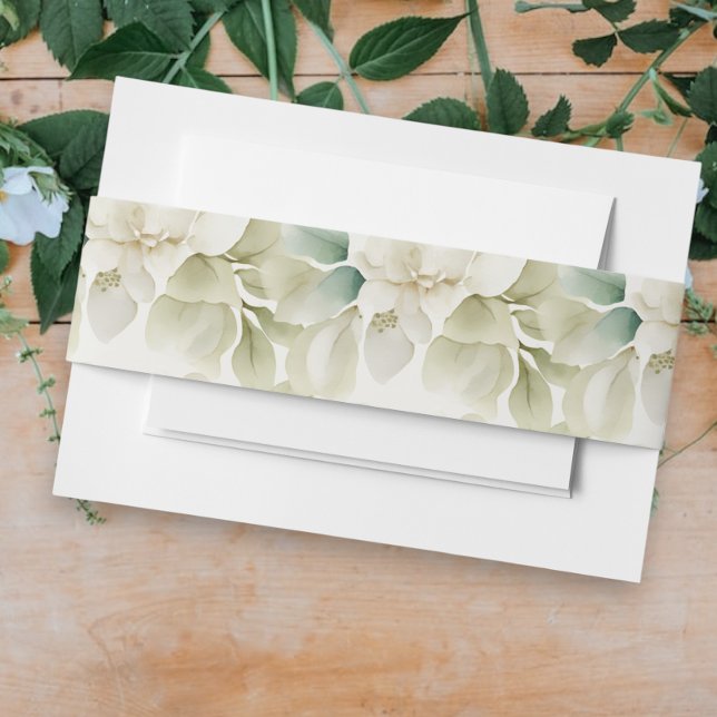 Elegant Wedding Foliage Muted Green Invitation Belly Band (Elegant Wedding Foliage Muted Green Invitation Belly Bands from Ricaso)