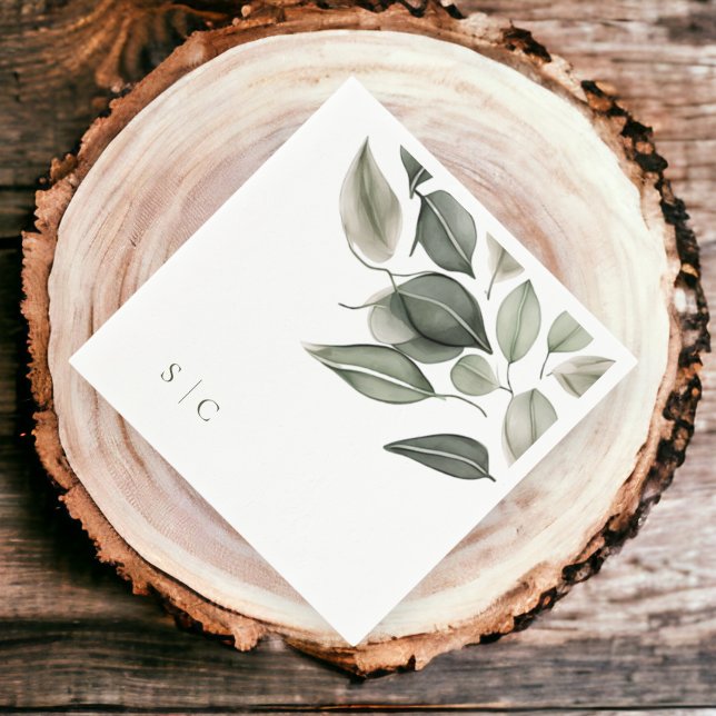 Elegant Wedding Foliage Muted Green Napkins (Elegant Wedding Foliage Muted Green Napkins from Ricaso)
