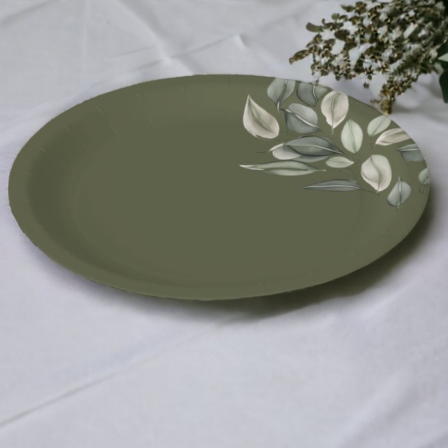 Elegant Wedding Foliage Muted Green Paper Plates (Elegant Wedding Foliage Muted Green Paper Plates from Ricaso)
