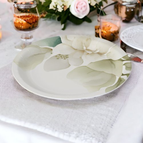 Elegant Wedding Foliage Muted Green Paper Plates