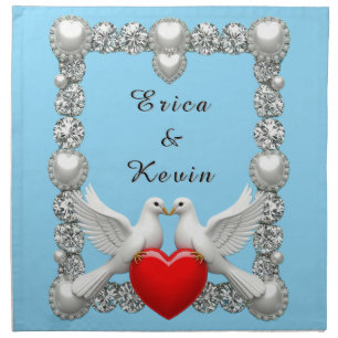 Elegant Wedding Frame with White Doves Cloth Napkin