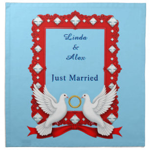 Elegant Wedding Frame with White Doves Cloth Napkin