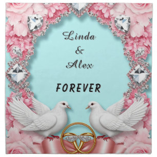 Elegant Wedding Frame with White Doves Cloth Napkin