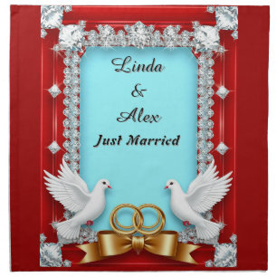 Elegant Wedding Frame with White Doves Cloth Napkin