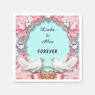 Elegant Wedding Frame with White Doves Napkins
