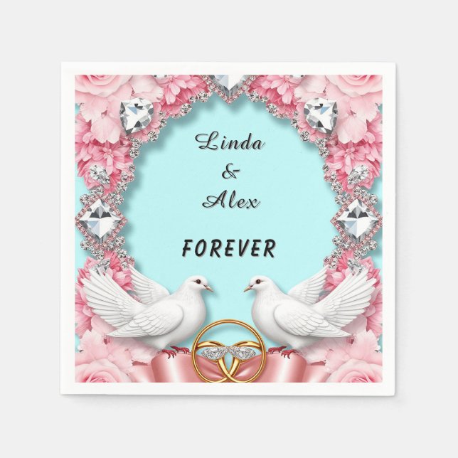 Elegant Wedding Frame with White Doves Napkins (Front)