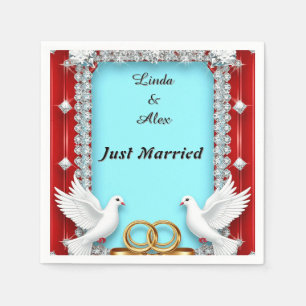 Elegant Wedding Frame with White Doves Napkins