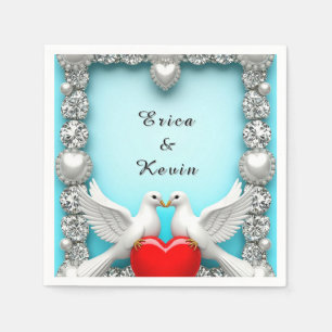 Elegant Wedding Frame with White Doves Napkins