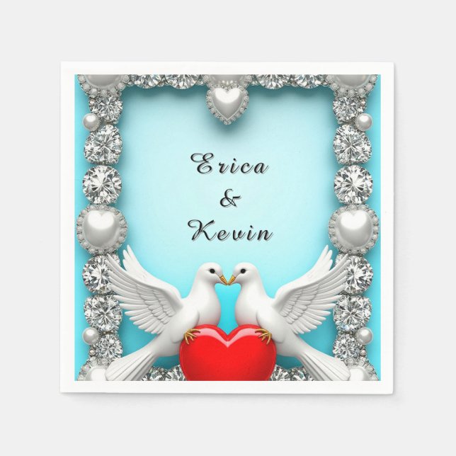 Elegant Wedding Frame with White Doves Napkins (Front)