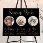 Elegant Wedding Gold 3 Photo Pet Signature Drinks  Foam Board<br><div class="desc">Signature Cocktails by from your pets! Include your best dog, best cat and any pet in your wedding with his own signature drink bar for your guests. Perfect for dog lovers, and a special dog bar will be a hit at your wedding. Simple yet elegant gold. Customize this pet wedding...</div>