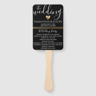 Elegant Wedding Gold and Black Set of Fans