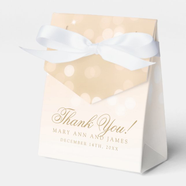 Elegant Wedding Gold Bokeh Sparkle Lights Favor Boxes (Front Side)