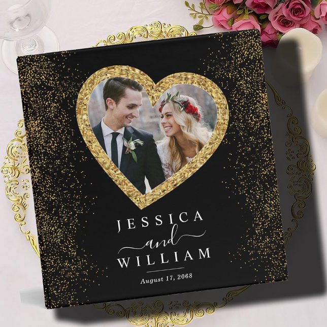 Elegant Wedding Gold Custom Photo Album  3 Ring Binder (Creator Uploaded)