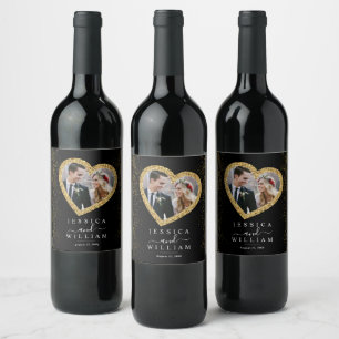 Elegant Wedding Gold Custom Photo Wine Label