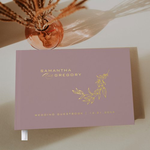 Elegant Wedding Gold Foil Dusty Rose Guest Book