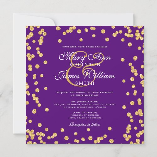 Elegant Wedding Gold Glitter Confetti Purple 