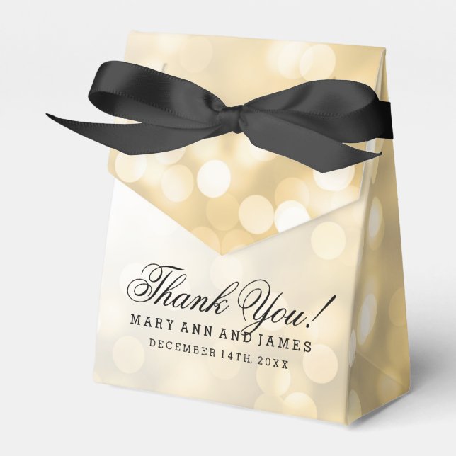 Elegant Wedding Gold Glitter Lights Favor Boxes (Front Side)