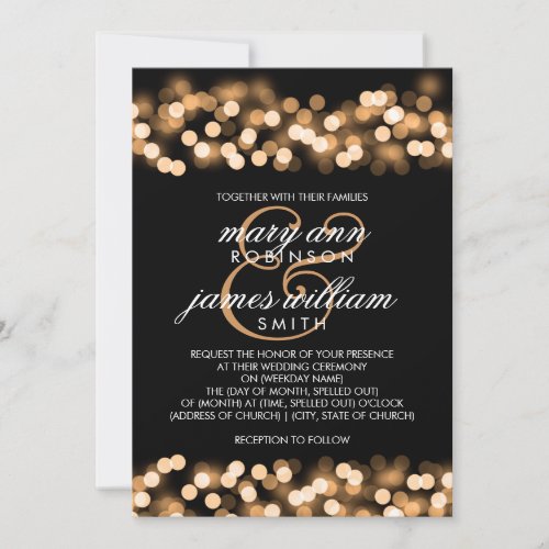 Elegant Wedding Gold Hollywood Glam Invitation