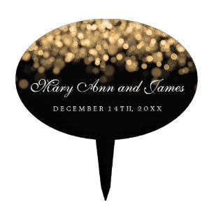 Elegant Wedding Gold Lights Cake Topper