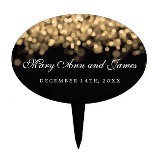 Elegant Wedding Gold Lights Cake Topper