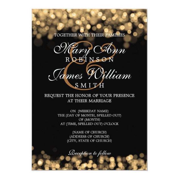 Elegant Wedding Gold Lights Invitation