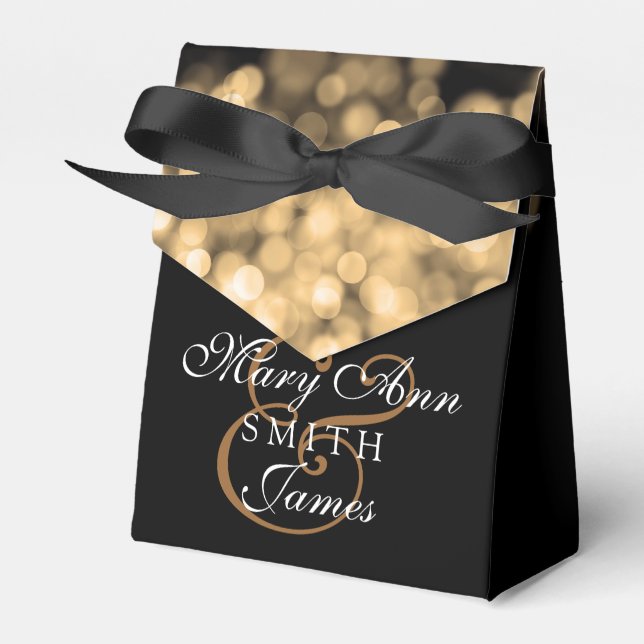Elegant Wedding Gold Lights Favor Boxes (Front Side)