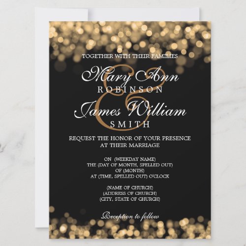 Elegant Wedding Gold Lights 6.5x8.75 Paper Invitation Card