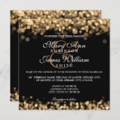 Elegant Wedding Gold Lights Invitation (Front/Back)