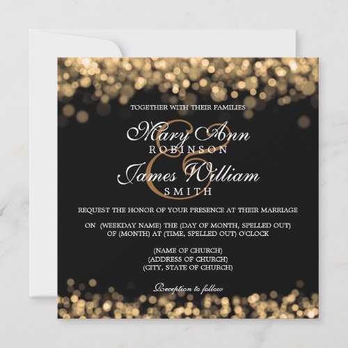 Elegant Wedding Gold Lights Invitation