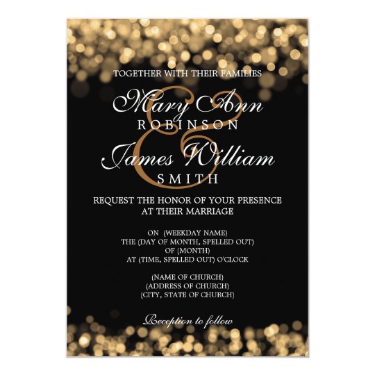 elegant wedding gold lights invitation zazzle com