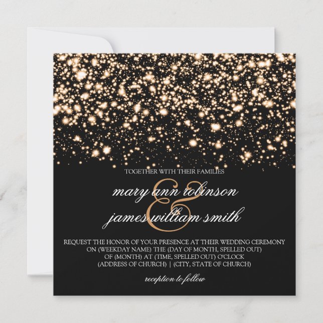 Elegant Wedding Gold Midnight Glam Invitation (Front)