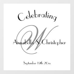 Elegant Wedding Gold Monogram Black Details White  Floor Decals