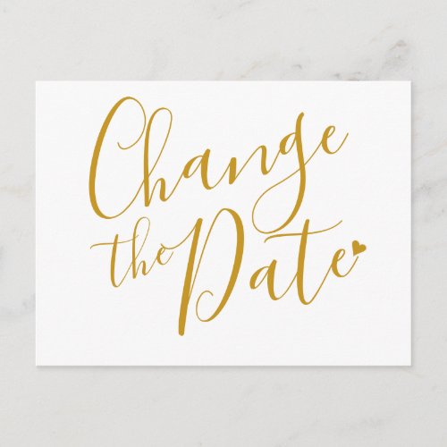 Elegant Wedding Gold Script Change the Date Postcard