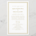 Elegant Wedding Gold Script Chic Ceremony Program<br><div class="desc">Elegant, minimalist yellow gold-tone color & white wedding ceremony program features a simple modern design with a double framed border in gold color on a crisp white background. Traditional, classic wording provides timeless sophistication. Personalize wedding ceremony details for your guests in trendy calligraphy lettering and script. The back of the...</div>