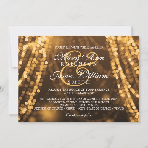 Elegant Wedding Gold String Lights Invitation