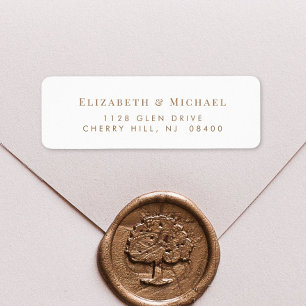 Elegant Wedding Gold Typography Return Address Label