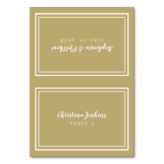 Elegant Wedding Gold White Custom Guest Place Card