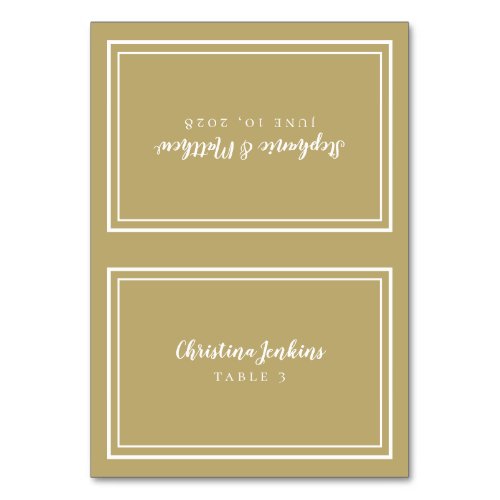 Elegant Wedding Gold White Custom Guest Place Card