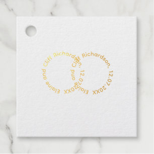 Elegant Wedding, Gold Written Names,  Foil Favor Tags